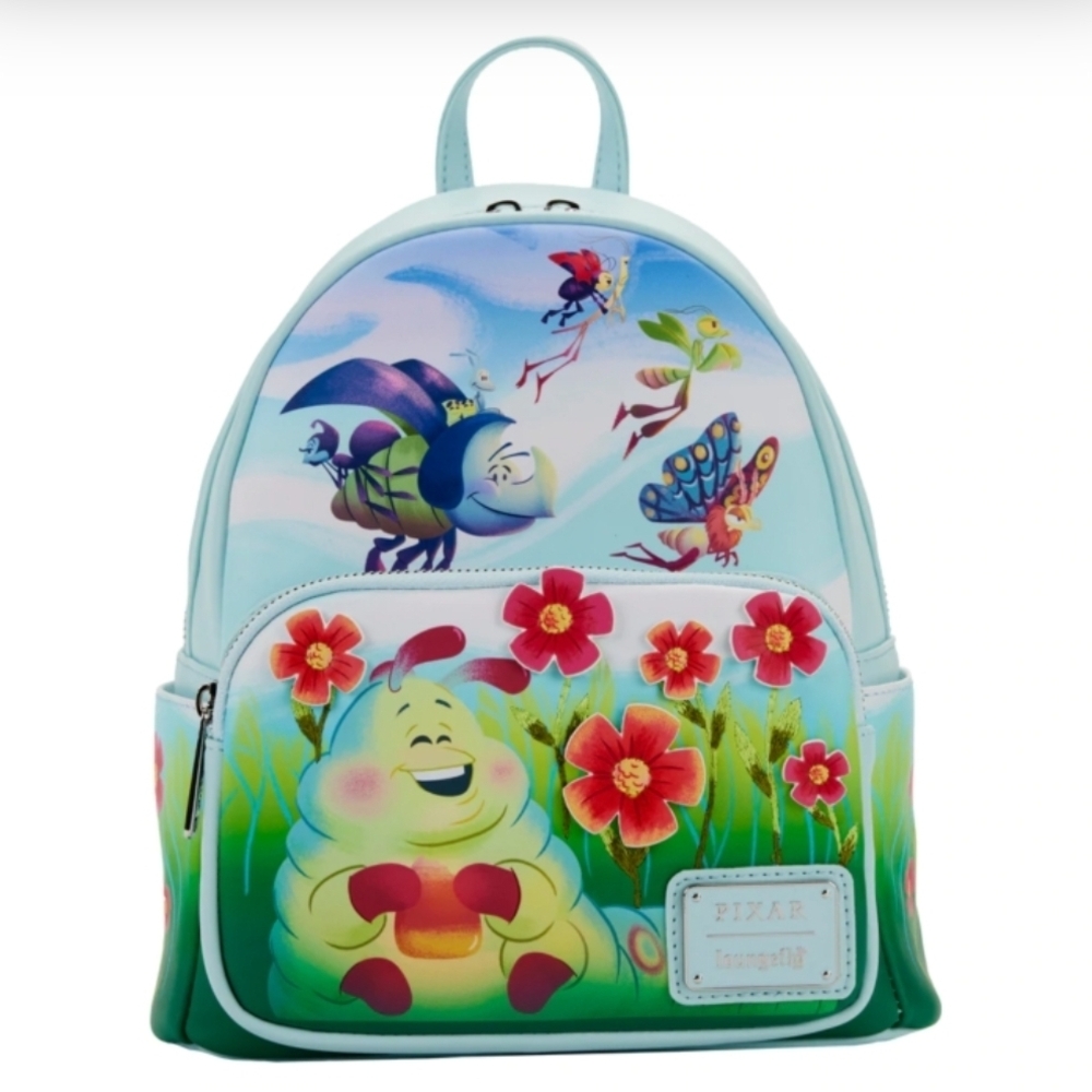 Loungefly Disney Pixar A Bugs Life Earth Day Circus Bugs Backpack Bag NWT